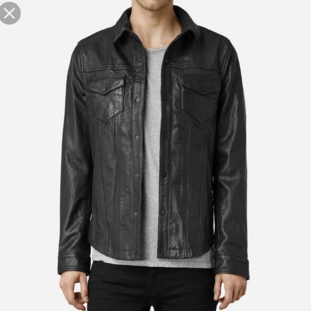 Allsaints Moore Leather Shirt Jacket